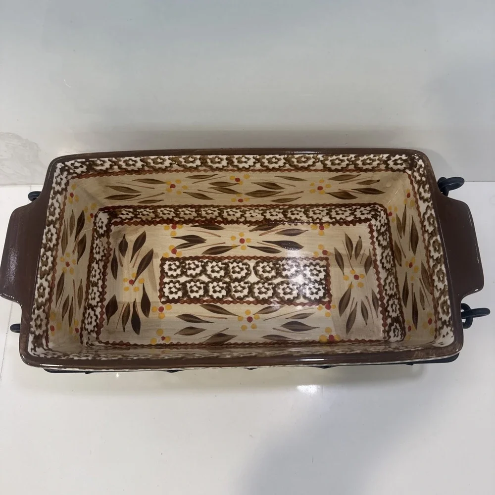Temptations By Tara Old World Bread Loaf Pan 1.7 Qt  W Wire Basket Rack TT7 Vtg